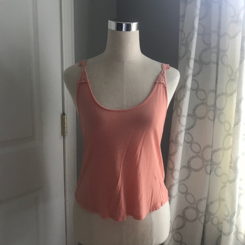 Peach colored tank top lace back